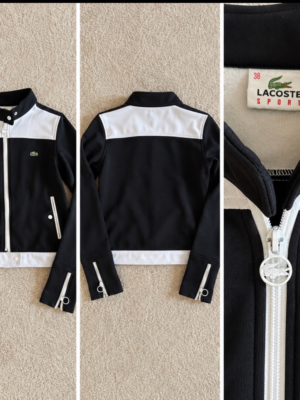 Lacoste Black & White Colorblock woman Jean-Style Jacket